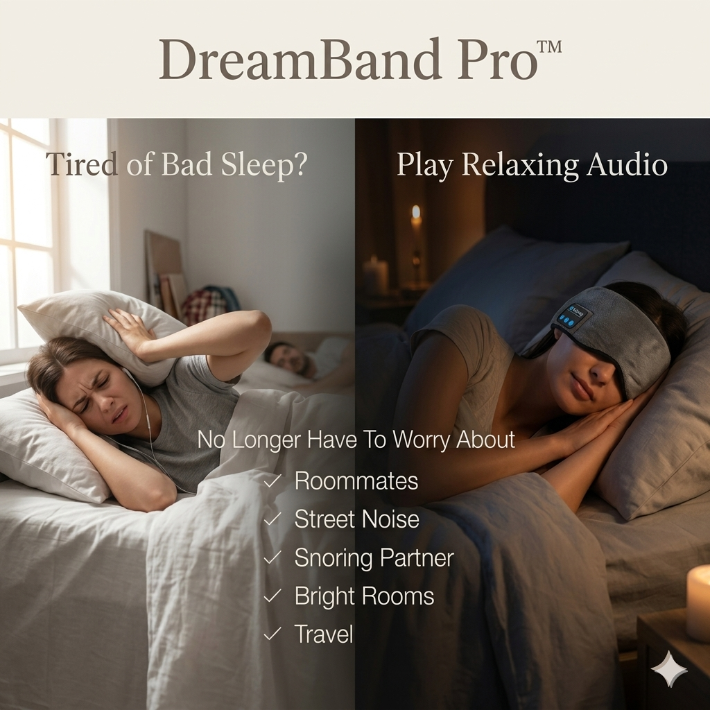 DreamBand Pro™ Bluetooth Sleep Mask | Blackout Eye Cover + Wireless Headphones for Deep Sleep